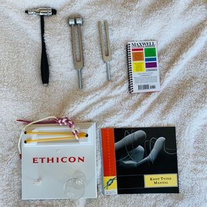Ethicon Knot Tying Kit, Tuning fork, Reflex hammer